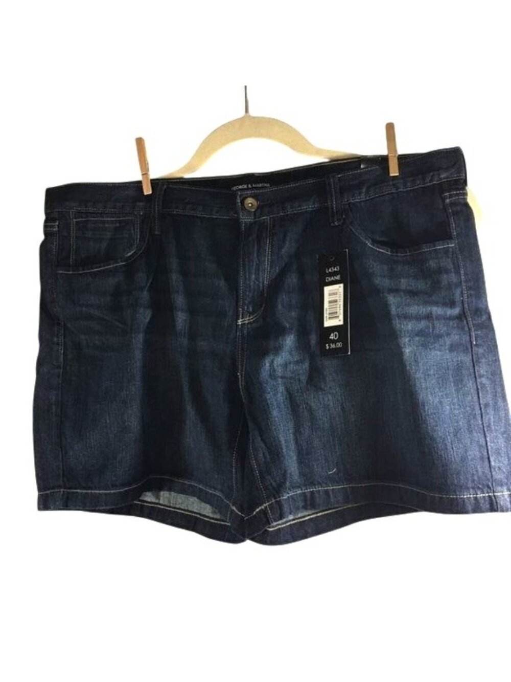 George and Martha Womens Jean Shorts Diane L4343 Dark Stone 5 Pocket Size 40 NWT